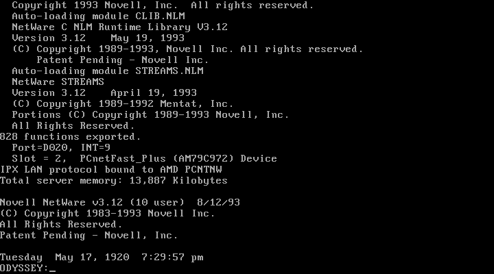 NetWare booted with drivers